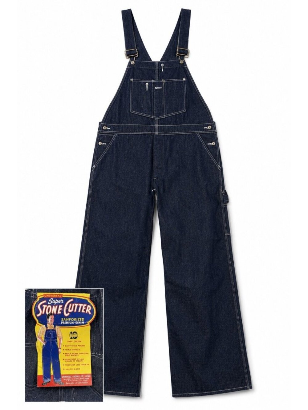 VINTAGE 40S 50S union made raw denim overalls DEADSTOCK CARPENTER 42 x 34